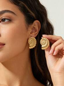 1对/2对金色海洋耳环套装 波西米亚海滩度假风饰品 时尚休闲日常佩戴耳钉 优雅节日派对耳饰 - 彩色 - 查看 1