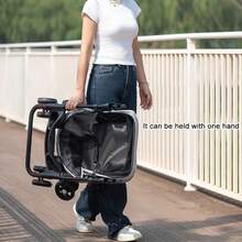 Pet Stroller - Lightweight, Foldable, and Detachable for Small to Medium Cats and Dogs,Compatible con cochecitos para perros y gatos: transportín y cochecito resistente para mascotas con interior espacioso, funda desmontable, asa plegable y movilidad de 4 ruedas. Estructura de acero inoxidable 304, duradero para visitas al veterinario, aviones y compras - Gris Claro - Ver 5