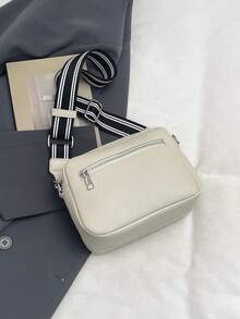 Bolso de hombro/cruzado de gran capacidad con estilo minimalista y de moda para el trabajo, adecuado para el trabajo y la escuela, con múltiples bolsillos - Beis - Ver 4