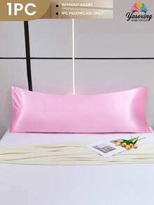 1pc 100% Premium Silky Smooth Solid Color Pillowcase Without Filling, Faux Silk Soft & Breathable Envelope Closure Pillow Cover, Suitable For Bed, Home, Sofa, Farmhouse Style, 20" X 54", Decorative Pillow Sham For Women & Men, Machine Washable (Pillow Insert Not Included) - Pink - View 2