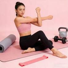 5条装瑜伽阻力带，女士健身拉伸带，适用于腿部、背部、臀部，舞蹈弹力环 - 粉色 - 查看 5