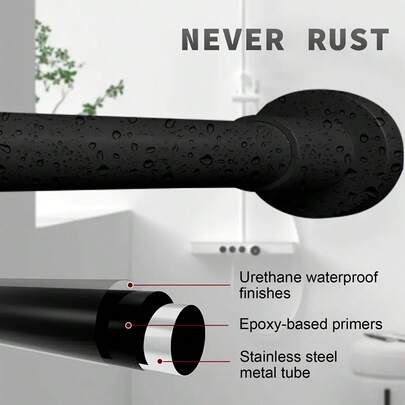 1 pieza Barra de cortina extensible, base de panal para mayor succión, resorte incorporado, alta capacidad de carga, adecuada para barra de cortina de ducha, barra de secado, barra de cortina, barra romana, barra de soporte de armario, barra de cortina de puerta