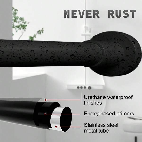 1 pieza Barra de cortina extensible, base de panal para mayor succión, resorte incorporado, alta capacidad de carga, adecuada para barra de cortina de ducha, barra de secado, barra de cortina, barra romana, barra de soporte de armario, barra de cortina de puerta