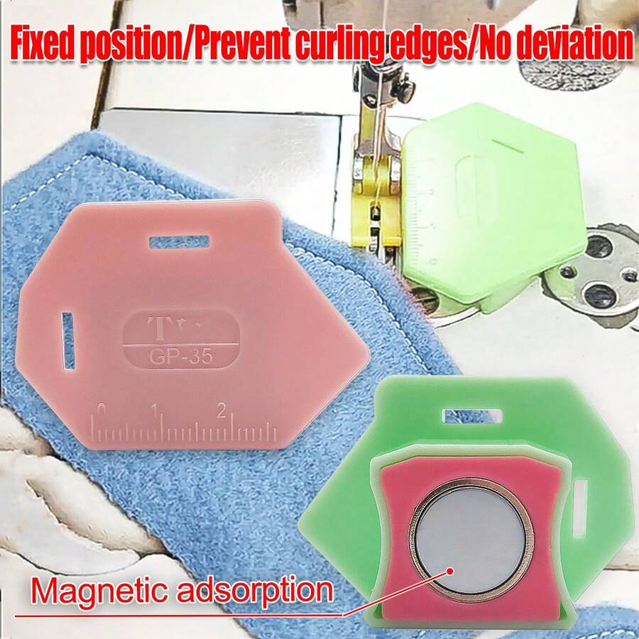 2026 Upgraded Magnetic Seam Guide, Multifunctional Sewing Tool With Polygon Strong Magnet, Polygon Multifunctional Seam Guide With Ruler Edge, Sewing Accessories