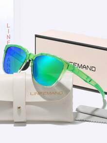 LINFEMAND 透明渐变镜框时尚太阳镜，轻盈舒适，街头风必备单品，驾驶防紫外线，百搭时尚太阳镜，节日礼物 - 彩色 - 查看 6