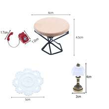 Dollhouse Mini Round Tea Table Set, European Style Green Plant Vase, Miniature Living Room Indoor Scene Decor Props Model, Retro Metal Telephone, Lamp, DIY Model House Accessories - Miniature - View 10
