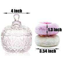 Luxury 4 Inch Glass Powder Container With 2 Soft Puffs For Loose Powder - 1 Beige 1 Pink Bow Puffs With Crown-clear - View 6
