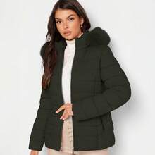 Shendy Vendy Women's Jacket Warm Polyester With Fur-Like Collar - Green - View 6