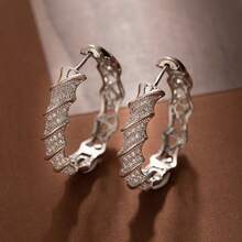 1 Pair Fashion Copper Zirconia Stone Earrings, Unique Design Delicate Minimalist Versatile Earrings, Suitable For Women's Daily Wear, Holiday Gift - Multicolor - View 7