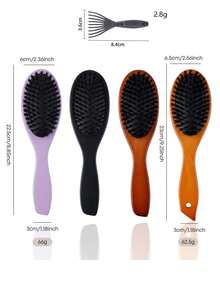 Wooden Handle Air Cushion Bristle Hair Brush, Smoothing Hair Comb With Wooden Handle, Anti-Static Detangling Comb, Gift Brush For Women, Home & Travel Use - Multicolor - View 4