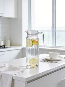 1个1.1升亚克力塑料冷水壶，条纹果汁分配器，适用于餐厅、酒吧、茶、柠檬水，防碎 - 彩色 - 查看 3