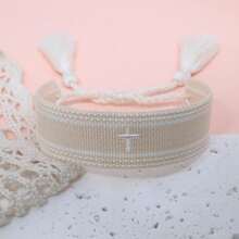 1pc Embroidered Cross Creative Woven Bracelet - Apricot - View 2