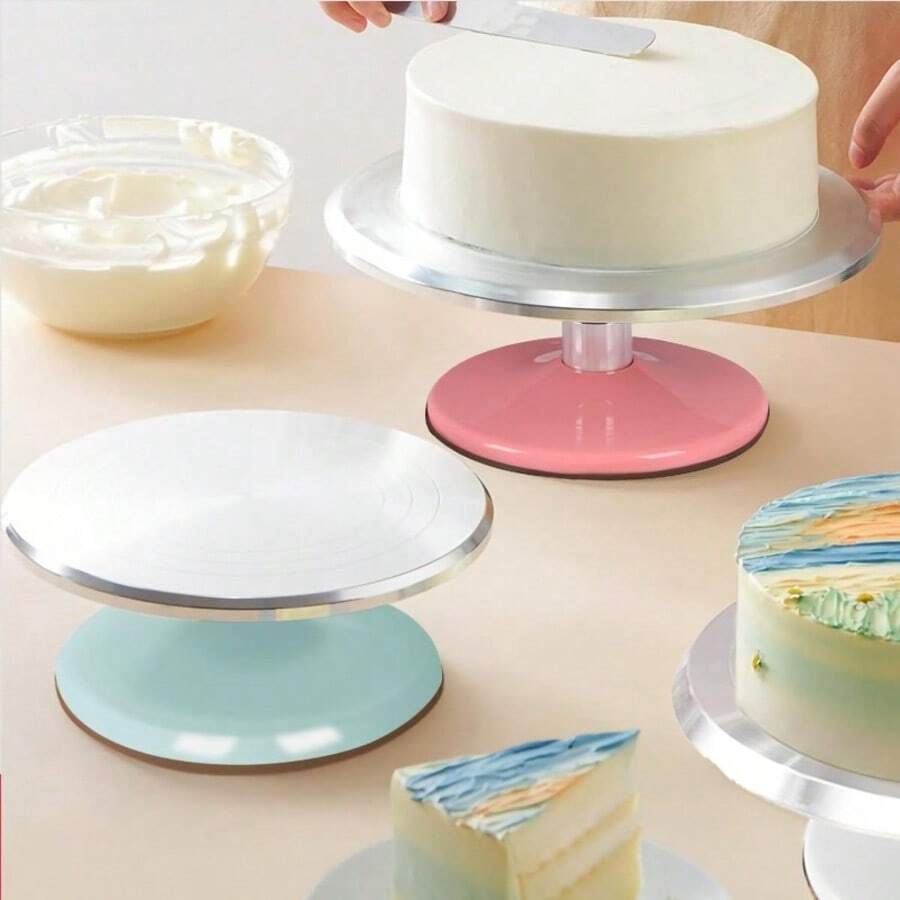 1pc Rotating Cake Display Stand With Anti-Slip Base, Sturdy And Durable Dessert Turntable, Suitable For Bakery, Wedding And Other Occasions - Multicolor - View 1
