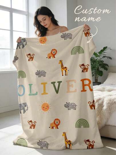 1 pieza Manta personalizada con nombre para cama, Manta de ropa de cama personalizada con nombre, Manta personalizada, Manta con diseño de animales lindos, Mejor manta, Manta acogedora, Regalo familiar, Regalo de cumpleaños, Regalos de Navidad, Regalos personalizados, Regalo para hijo/hija, Regalo para amigo