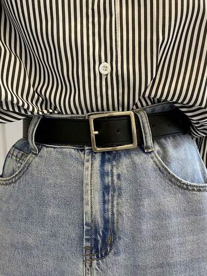 Classic Soft Leather Retro Square Buckle Versatile Belt