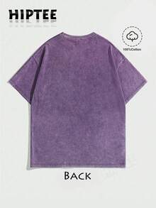 With Ring On Hand - 100% Cotton Women's T-Shirt Lauren Hill Letter Print Y2k Vintage Tee Casual Summer Plus Size Top - Niche Graffiti Prints Shirts - Washed - Purple - 查看 3