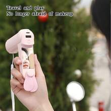 Rechargeable USB Mini Handheld Fan, Multifunctional Desktop Small Fan With Mirror, Portable For Home & Outdoor - White - View 4