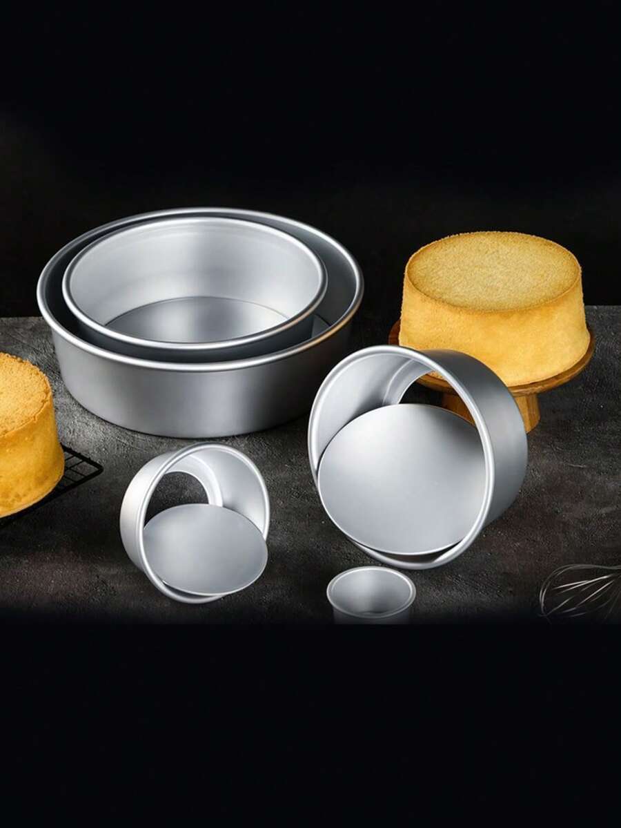 1pc 8-Inch Silver Anodized Non-Stick Removable Bottom Chiffon Cake Mold, Smooth Surface Easy To Clean, Rust-Proof