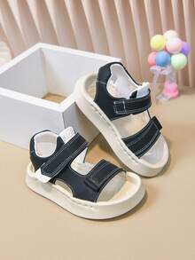 1 Pair Black Boys' Sandals, New Design, Non-Slip, Suitable For Toddlers & Little Boys, Summer, Soft Sole - Black - View 5