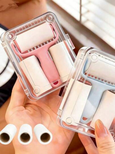 1 Set Portable Mini Lint Roller Kit - 1 Roller Handle + 3 Replacement Rolls, Strong Adhesive Suitable For Pet Hair Removal, Easy To Use, Reusable Handle, No Power Needed For Pet/Clothes/Carpet/Car Seats, Essential For Pet Owners