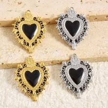 1/2/3/5个可爱时尚简约304不锈钢电镀金/银心形吊坠，适合DIY珠宝制作项链、手链、耳环 - 愛心 - 查看 6