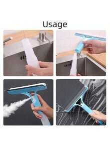 1pc Professional 3-In-1 Window Cleaning Tool, Includes Squeegee, Scrubber Pad And Spray Bottle, Short Handle Heavy Duty Cleaner, Streak-Free For Windows, Shower Doors And Tiles, Multi-Functional Glass Cleaning Brush - None - View 4