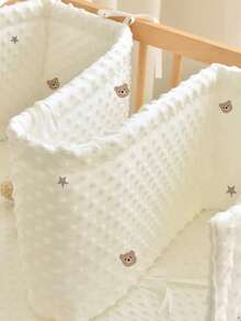 1pc Baby Crib Integrated Soft Bumper Guard, Infant Bed Rail Cushion, Newborn Cartoon Embroidery Crash Pad, Children Anti-Collision Fence - Hoshiguma - View 6