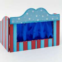 juguete Teatro para títeres de dedo contiene telón y luces, es plegable, portatil incluye morral para transportarlo - Rojo violeta - Ver 2