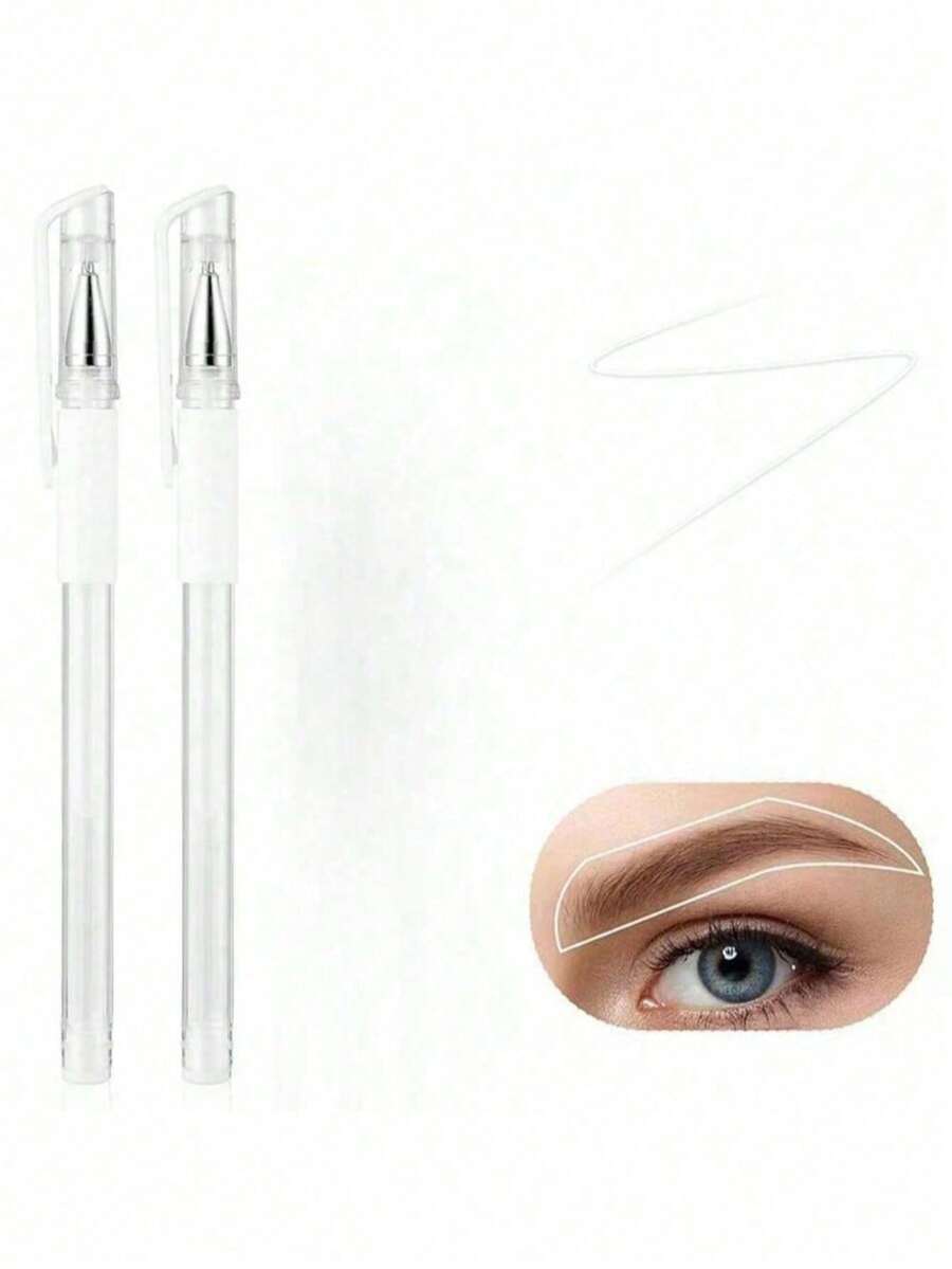 1/3/6/8/12pcs White Eyebrow Tattoo Pens, Skin Marker Pens, Permanent Makeup Tattoo Positioning Tools, Eyebrow Drawing Tools, Halloween Makeup, Tattoo, Christmas Gift, Makeup Tools, Women's Gift - White - View 1