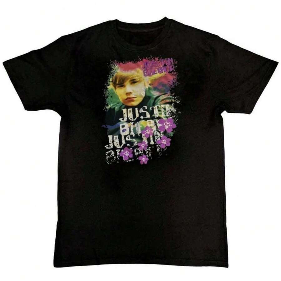 Justin Biebe 2010 My World Tour Concert Unisex T-Shirt - Black - View 1