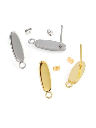 20个不锈钢耳环几何椭圆形耳钉耳环针连接器，适用于DIY耳环首饰制作材料