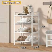 4-Tier Stackable Shoe Rack, Household Storage Organizer, Free Standing Shelf For Entryway, Bedroom And Closet, Holds Multiple Pairs Of Shoes, Space-Saving Shoe Storage Shelf - 白色 - 查看 4