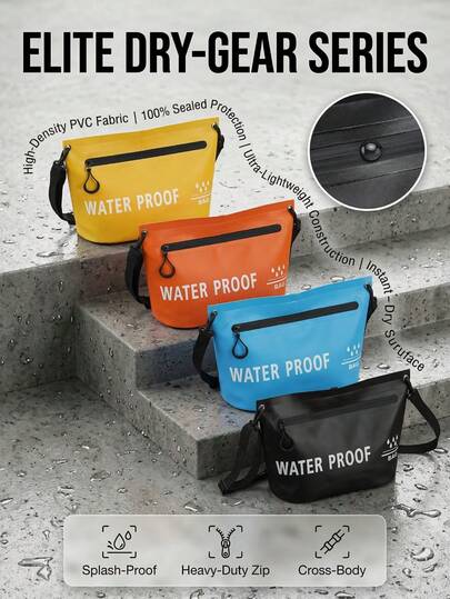 1个防水干袋，耐用游泳漂浮旅行拉链手提包，适用于河流徒步、户外运动、单肩包、洗漱包、化妆品收纳包，大容量多功能旅行套装，斜挎包防雨，轻便易携，时尚百搭，适合作为生日、情人节、开斋节、新年礼物送给朋友。