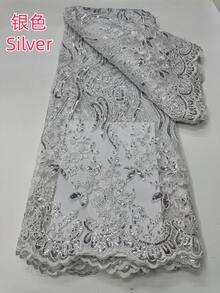 1 Yard/5 Yards High Quality Nigerian French Cord Lace Fabric 2026, Luxury African Black Sequin Lace Jacquard Fabric, French Sheer Embroidered Mesh Lace Trim Purple Fabric, Suitable For Making Women's Party Dress, Wedding Gown, Home Decor DIY Crafts Orange Lace Fabric - A - Xem 23