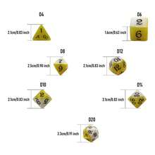 7pcs Dual-Color Polyhedral Dice Set, White & Yellow With Black Numbering, Suitable For Holiday Gifts And Yard Games - 黃色 - 查看 6