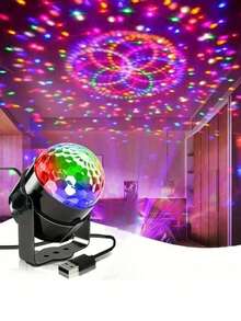 Đèn cầu disco USB, đèn sân khấu xoay 7 màu, máy chiếu tạo không khí tiệc tùng cho xe hơi/phòng ngủ, thích hợp cho gia đình, karaoke, lễ hội. - ánh sáng đa sắc - Xem 7