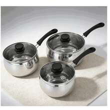 6pcs Stainless Steel Non-Stick Deep Saucepan Set Induction Compatible Heavy-Duty Cookware Pots And Pans Kit For Home Cooking Soups Simmering Daily Meal Prep Kitchen Cooking Pot Set - View 2