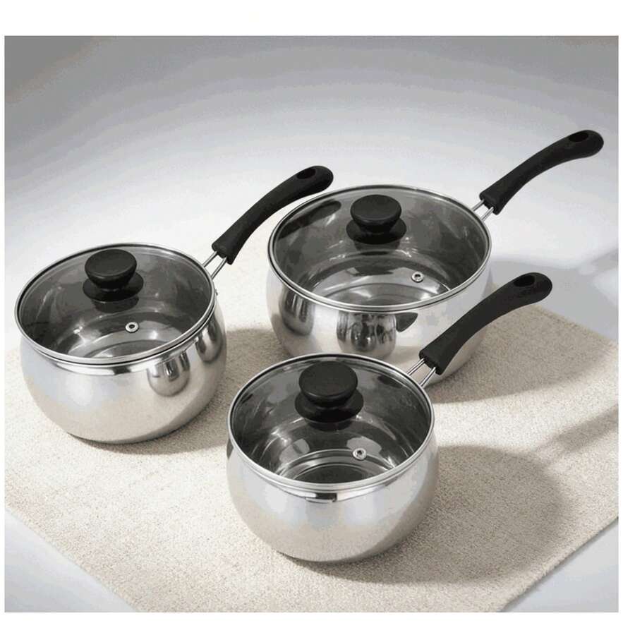 6pcs Stainless Steel Non-Stick Deep Saucepan Set Induction Compatible Heavy-Duty Cookware Pots And Pans Kit For Home Cooking Soups Simmering Daily Meal Prep Kitchen Cooking Pot Set