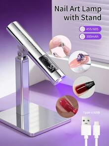 Electroplated Silver Nail Manicure Handheld Display Screen Light, Rechargeable Quick-Drying Mini Nail Lamp For Gel Polish Curing, Portable LED Nail Lamp For Home Use - Silver - View 3