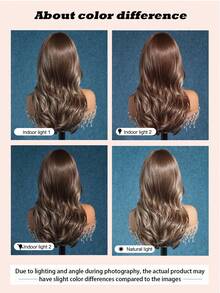 18-Inch Long Wavy Brown Wig With Blonde Highlights, Heat Resistant Synthetic Fiber Wig, Natural Daily Cosplay Party Wig For Women - Blonde Highlight - View 10