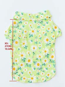 Pet Shirt, Daisy Print, Green, Fresh Summer Vacation Shirt For Cats And Dogs - Lime Green - View 7