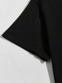 Manfinity Homme Men's Summer Casual Short Sleeve T-Shirt With Letter Print, Round Neck - 黑色 - 查看 6