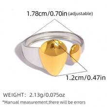 Uself 3 pezzi/1 pezzo Set di anelli a goccia asimmetrici placcati in oro 18K in acciaio inossidabile 304, anelli con apertura irregolare lucidati, adatti per uso quotidiano, feste, regali per le vacanze per le donne, gioielleria da donna, gioielleria occidentale, marchio da donna - Multicolore - Visualizzare 11
