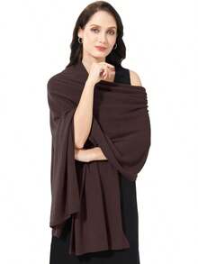 Soft Cashmere Blend Wrap Scarf For Travel, Extra Large 87"X28" - coffee - 查看 1