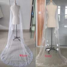 Kravon  Water-Soluble Lace Wedding Veil, Fashionable And Simple Bridal Veil, Long Cathedral Wedding Headpiece - trắng - Xem 3