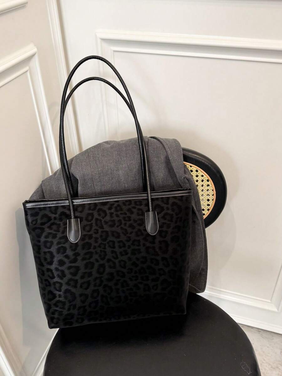 Bolso de tela de unicolor de moda - Negro - Ver 1