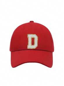 1pc Kids' Red American Campus Style Gold Trim Letter Patch Baseball Cap, Breathable Sun Protection Hat Suitable For 3-16 Years Old, School, Travel, Sports, Hip-Hop - Red - View 10