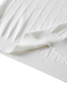 GRDR 1pc Men's Striped Short Sleeve Knit Turtleneck Sweater, Summer New Slim Fit Pullover Top - White - View 7