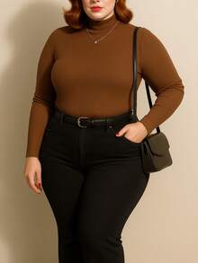 Cacharrel Women's Ribbed Turtleneck Long Sleeve Warm Winter Blouse - Rỉ Nâu - Xem 3