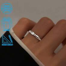 1 pieza Anillo abierto con forma de pez de plata de ley 925 de estilo minimalista y creativo, adecuado para uso diario de mujeres, fiestas, ir al trabajo, también puede ser un regalo ideal para días festivos - Plateado - Ver 7